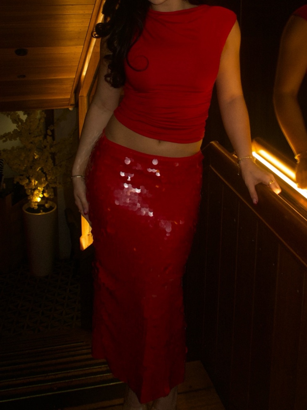 Lioness Red Sequin Maxi Skirt - Picture 3 of 3